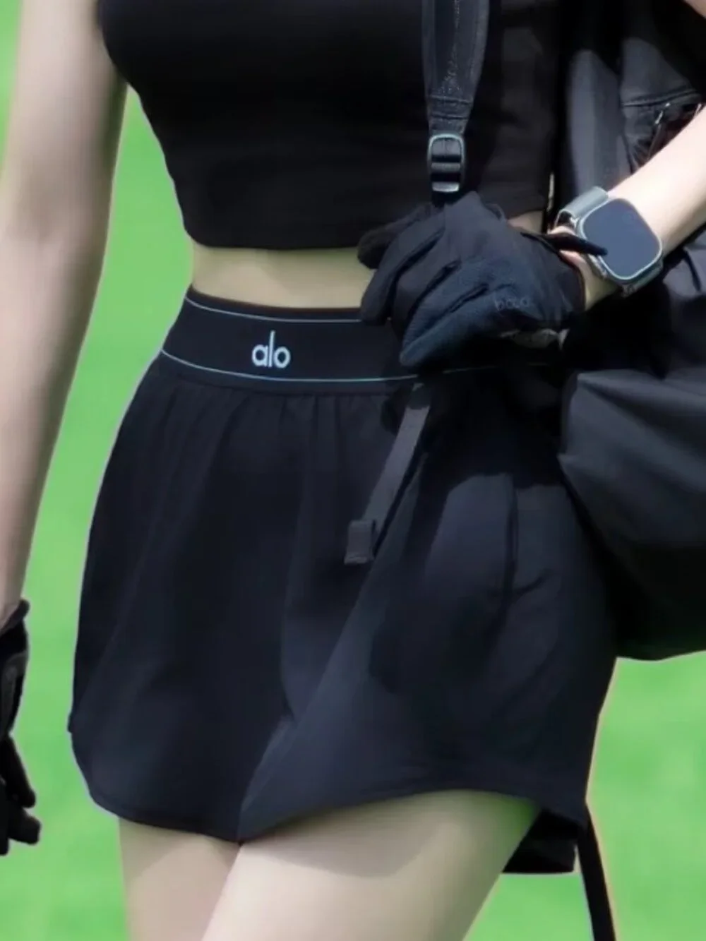 NWT 💚Alo Yoga Match Point Tennis Skirt Black 🥗Chic Sporty Mini Skirt
